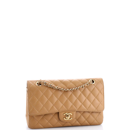 Chanel Vintage Classic Double Flap Bag Quilted Caviar Medium